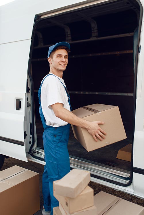 Client Arturo at his day job delivering packages